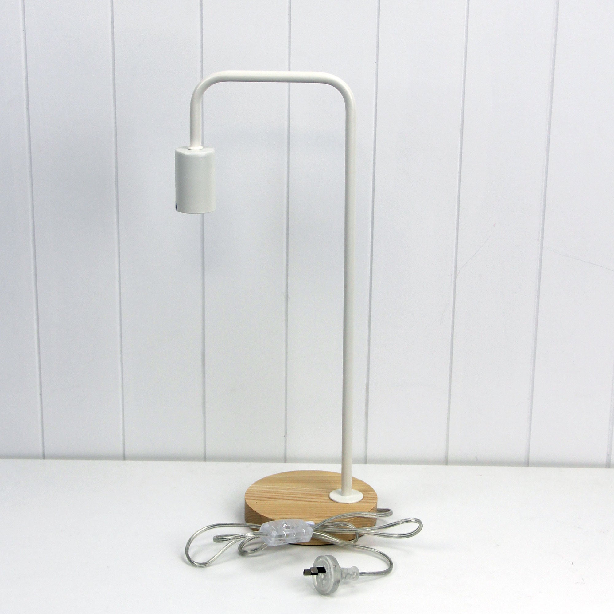 Lane Table Lamp Base Timber With White Arm